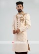 Designer Cream Silk Sherwani For Wedding